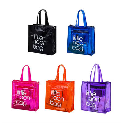 Sac en PVC transparent pour la plage d'été Logo personnalisé imperméable à l'eau Grande taille Couleur de bonbon