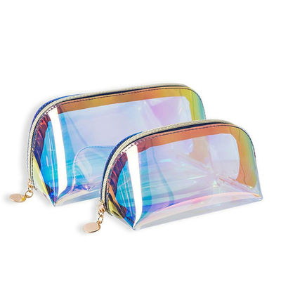 Logo personnalisé imprimé laser transparent PVC imperméable sac de toilette de voyage pour les produits