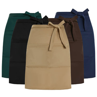 Logo personnalisé Vie quotidienne Unisexe personnalisé Serveur blanc imperméable à l'eau demi-polyester tablier