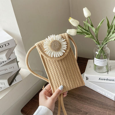 Sac tissé fleur épaule crossbody sac de femme pour couleur personnalisée et vacances à la plage
