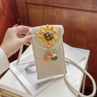 Sac tissé fleur épaule crossbody sac de femme pour couleur personnalisée et vacances à la plage