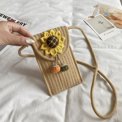 Sac tissé fleur épaule crossbody sac de femme pour couleur personnalisée et vacances à la plage