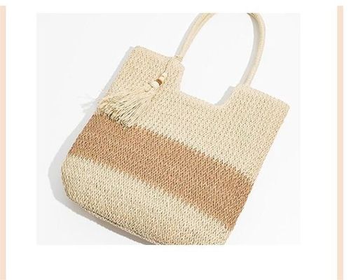 Sacs à paille raffia d'été OEM / ODM Acceptable pour les dames de mode Sac de plage à crochet