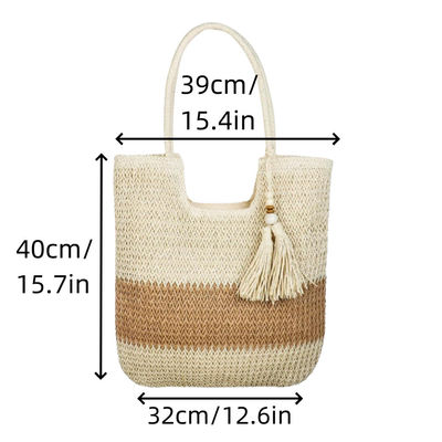 Sacs à paille raffia d'été OEM / ODM Acceptable pour les dames de mode Sac de plage à crochet