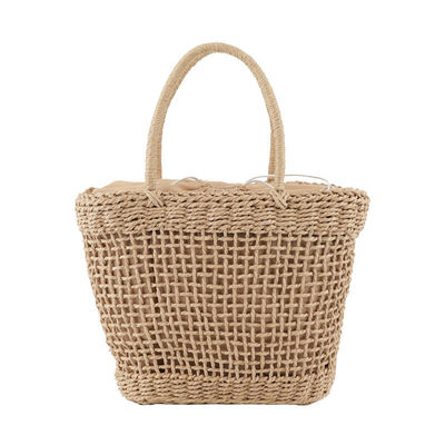 Logo personnalisé accepté Sac à main de paille de rotin de taille moyenne pour la mode estivale hollow out lady