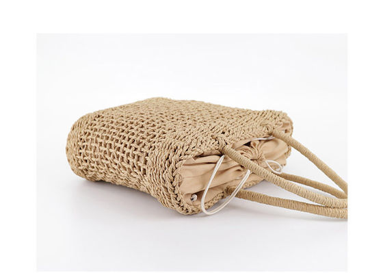 Logo personnalisé accepté Sac à main de paille de rotin de taille moyenne pour la mode estivale hollow out lady