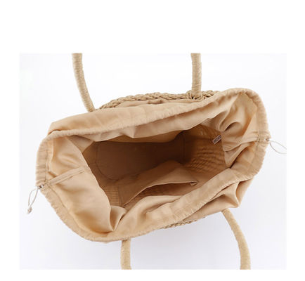 Logo personnalisé accepté Sac à main de paille de rotin de taille moyenne pour la mode estivale hollow out lady