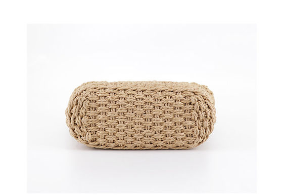 Logo personnalisé accepté Sac à main de paille de rotin de taille moyenne pour la mode estivale hollow out lady