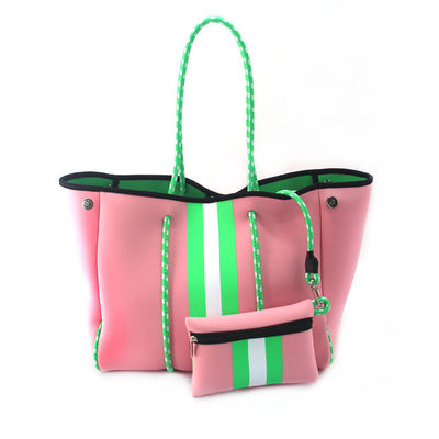 Logo personnalisé accepté sac de plage en néoprène sac à main pour femmes conception perforée