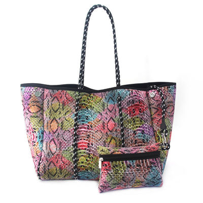 Logo personnalisé accepté sac de plage en néoprène sac à main pour femmes conception perforée