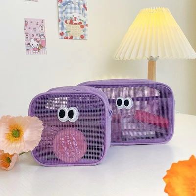 Sac de rangement 3D pratique et durable en maille de polyester recyclé pour les produits de toilette de voyage