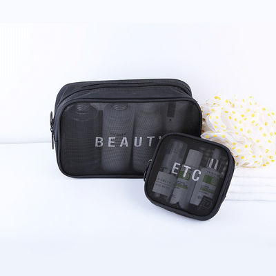 Mini sac de rangement portable pour les kits de voyage à logo personnalisé en maille de nylon transparente imperméable