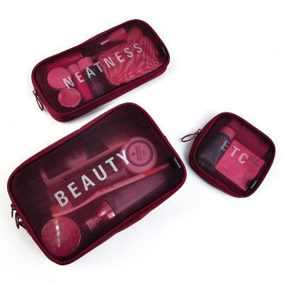 Mini sac de rangement portable pour les kits de voyage à logo personnalisé en maille de nylon transparente imperméable
