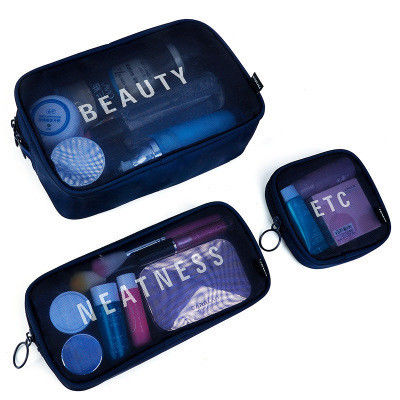 Mini sac de rangement portable pour les kits de voyage à logo personnalisé en maille de nylon transparente imperméable