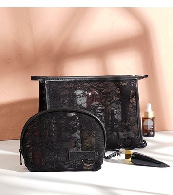 Sac de lavage de voyage léger, sac de maquillage cosmétique en maille de mode, avec logo personnalisé imprimé