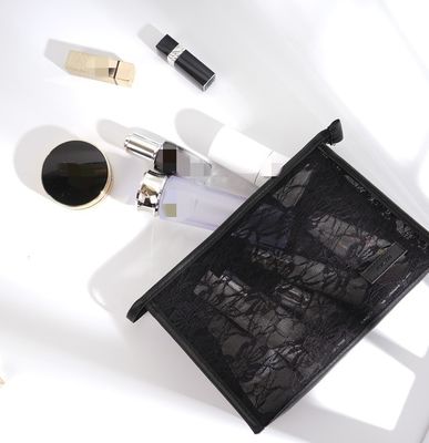 Sac de lavage de voyage léger, sac de maquillage cosmétique en maille de mode, avec logo personnalisé imprimé