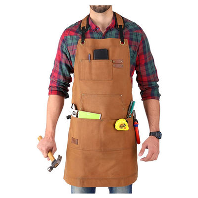 Logo personnalisé De luxe en toile cirée tablier de travail avec poches et boucle de dégagement rapide