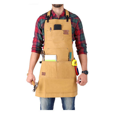 Logo personnalisé De luxe en toile cirée tablier de travail avec poches et boucle de dégagement rapide
