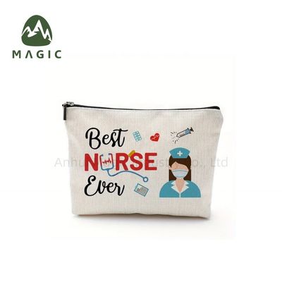Logo personnalisé sac de rangement imprimé toilette maquillage de voyage sac de toilette recyclable sac cosmétique en coton