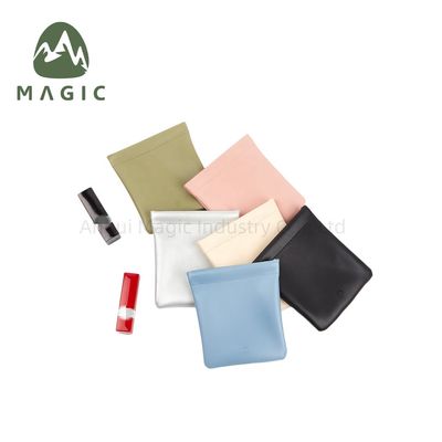 Logo personnalisé Imprimer petit sac de rangement en cuir en PU avec motif de lettre et logo personnalisé