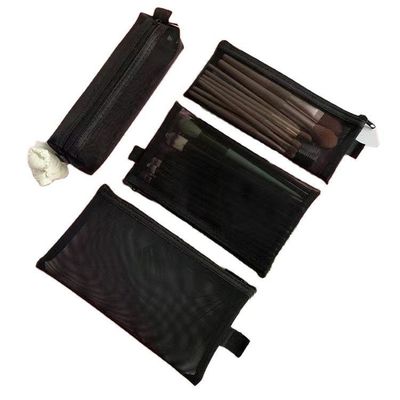 Sacs à mailles noires personnalisés maquillage durable et sacs de voyage avec sac fermeture à glissière à mailles