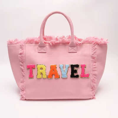 Le plus récent mode Keymay Tassel Fringe Gros sac à dos en toile avec deux poignées / sangles