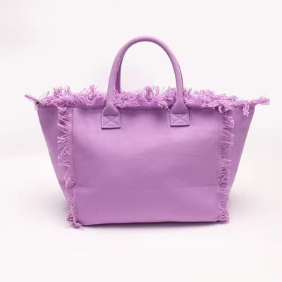 Le plus récent mode Keymay Tassel Fringe Gros sac à dos en toile avec deux poignées / sangles