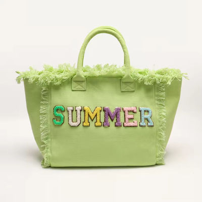 Le plus récent mode Keymay Tassel Fringe Gros sac à dos en toile avec deux poignées / sangles