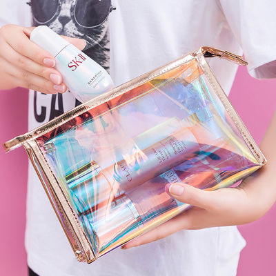 TPU sac cosmétique transparent Logo personnalisé Sac cosmétique laser multifonctionnel
