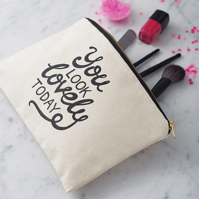 Sac cosmétique à fermeture à glissière en toile de coton recyclé de couleur personnalisée pratique pour les voyages