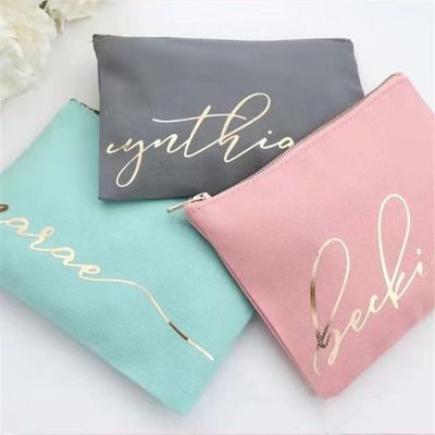 Cadeaux personnalisés pour les demoiselles de mariée Sacs de maquillage en toile vierge avec fermeture à glissière personnalisés