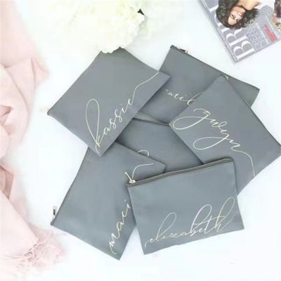 Cadeaux personnalisés pour les demoiselles de mariée Sacs de maquillage en toile vierge avec fermeture à glissière personnalisés