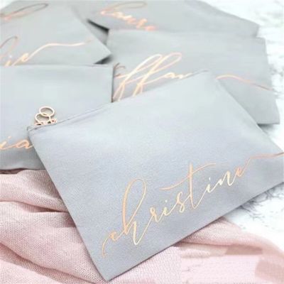 Cadeaux personnalisés pour les demoiselles de mariée Sacs de maquillage en toile vierge avec fermeture à glissière personnalisés