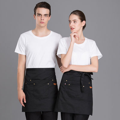 Polyester coton mélange demi taille tablier avec matériel denim et impression de logo personnalisé