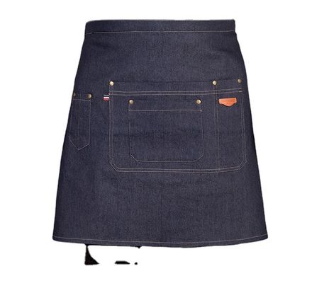 Polyester coton mélange demi taille tablier avec matériel denim et impression de logo personnalisé