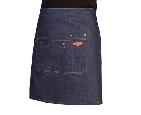 Polyester coton mélange demi taille tablier avec matériel denim et impression de logo personnalisé