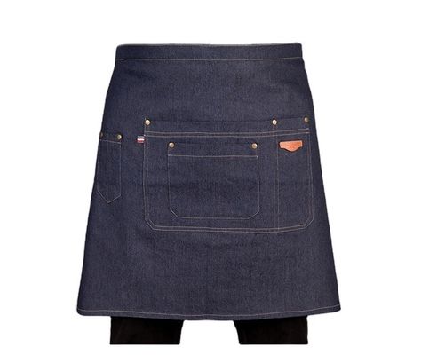 Polyester coton mélange demi taille tablier avec matériel denim et impression de logo personnalisé