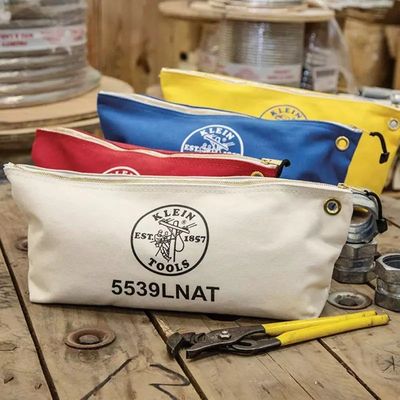 16 oz. Outil de toile polyvalent sac à main avec fermeture à glissière métallique et matériau RPET