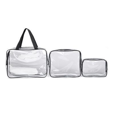3-Pc sac cosmétique transparent en cristal pour les voyages et les articles de toilette OEM / ODM acceptable