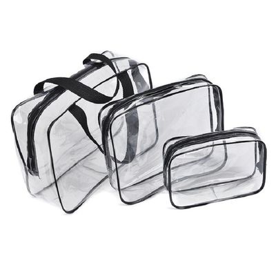 3-Pc sac cosmétique transparent en cristal pour les voyages et les articles de toilette OEM / ODM acceptable