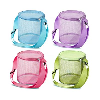 Sac de rangement de jouets à sable en 3D en forme circulaire Logo personnalisé Mesh Shell Sac de collecte pour le plaisir sur la plage