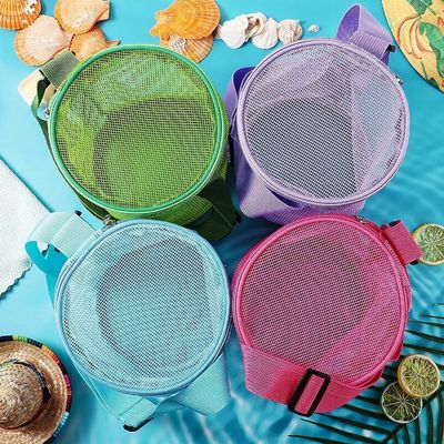 Sac de rangement de jouets à sable en 3D en forme circulaire Logo personnalisé Mesh Shell Sac de collecte pour le plaisir sur la plage