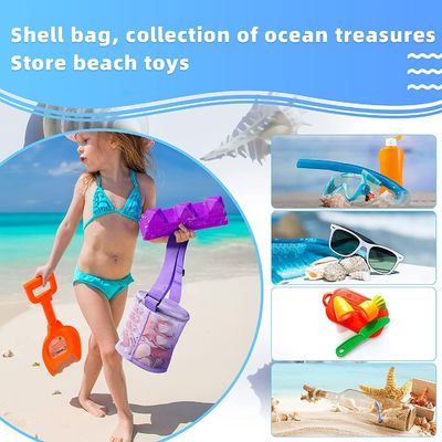 Sac de rangement de jouets à sable en 3D en forme circulaire Logo personnalisé Mesh Shell Sac de collecte pour le plaisir sur la plage