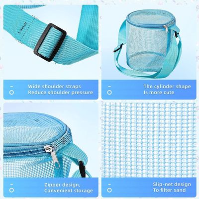 Sac de rangement de jouets à sable en 3D en forme circulaire Logo personnalisé Mesh Shell Sac de collecte pour le plaisir sur la plage