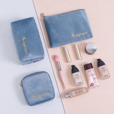 Logo personnalisé Sac de maquillage personnalisé Sacs à sacs ensemble de marque privée Sac cosmétique de velours