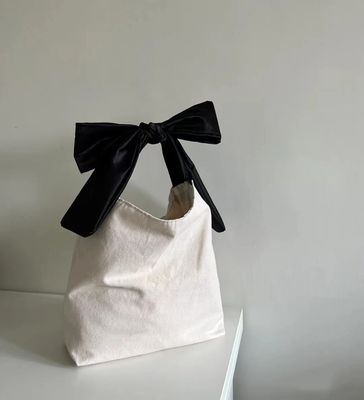 Couleur personnalisée de grande capacité de style coréen Bow Hobo Casual Cute Girl Adolescente Dames de magasinage sac en toile