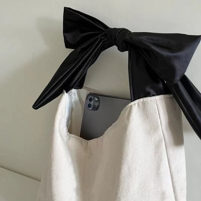 Couleur personnalisée de grande capacité de style coréen Bow Hobo Casual Cute Girl Adolescente Dames de magasinage sac en toile