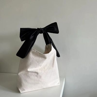 Couleur personnalisée de grande capacité de style coréen Bow Hobo Casual Cute Girl Adolescente Dames de magasinage sac en toile
