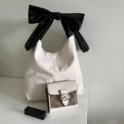 Couleur personnalisée de grande capacité de style coréen Bow Hobo Casual Cute Girl Adolescente Dames de magasinage sac en toile