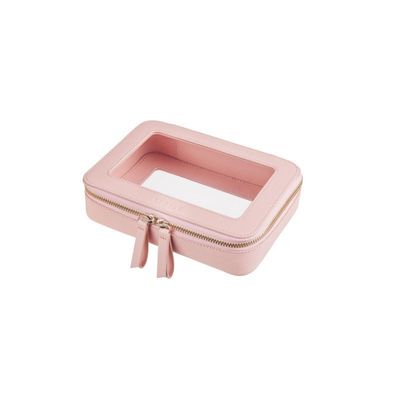 Sac cosmétique en cuir rose avec OEM/ODM acceptable et type de motif solide